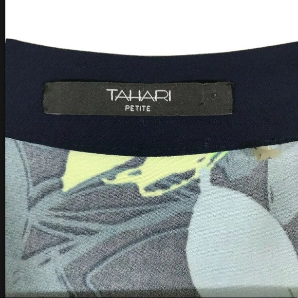 Tahari Sleeveless Patterned Blouse- Blue and Green - Picture 10 of 11